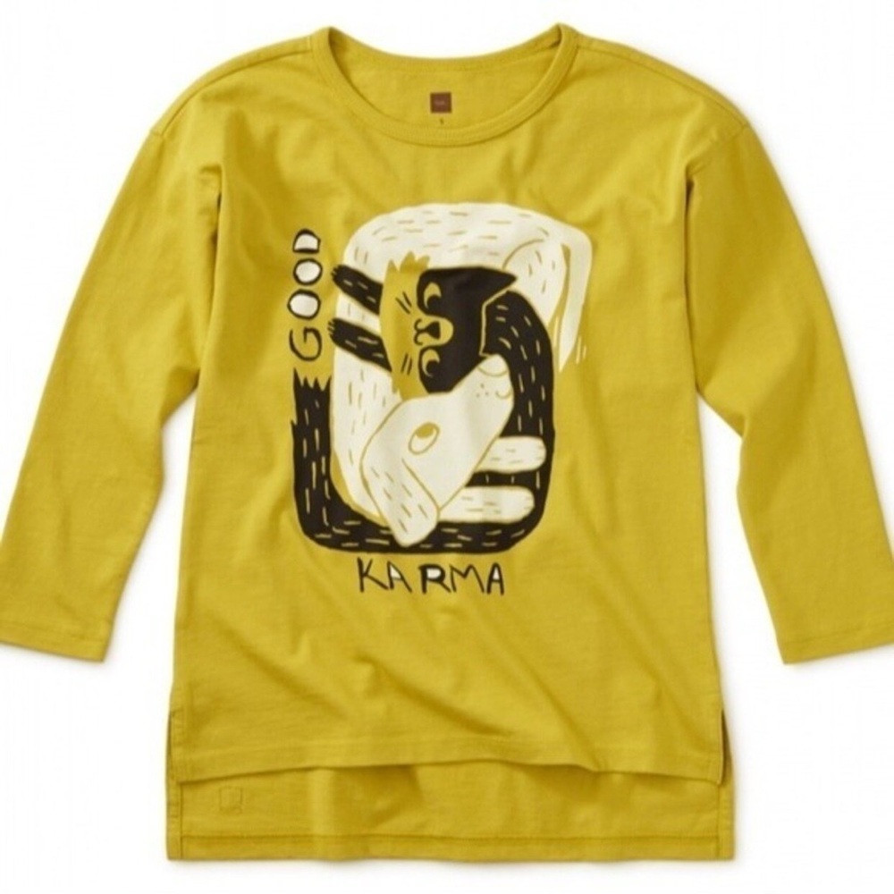 Tea Collection Yellow 'Good Karma' Long Sleeve Tee